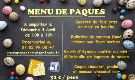 MENU de PAQUES  à emporter avec plats locaux et produits frais à cugnaux